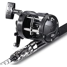 Sougayilang Conventional Reel and Fishing Rod Combo Medium Heavy Fiberglass Rod, Heavy Duty Catfish Trolling Reel Combo for Catfish Salmon and Steelhead 6/7ft
