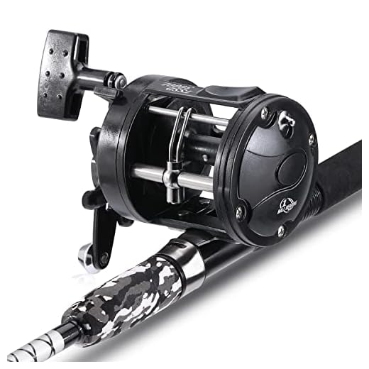 Sougayilang Conventional Reel and Fiberglass Fishing Rod Combo, Medium Heavy for Catfish Angling