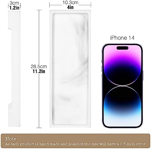 Luxspire Vanity Tray, Bathroom Tray Toilet Tank Storage Tray, Resin Kitchen Sink Trays, Vanity Countertop Organizer for Candles Soap Towel Perfume Holder Jewlery Dish, Marble Style -S- White Marble