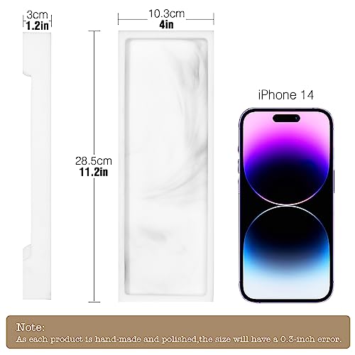 Luxspire Bathroom Vanity Tray, Resin Toilet Tank Tray, Kitchen Sink Trays, 11" x 4" Rectangle Bathroom Tray for Counter, Marble Tray for Soap Dispenser Perfume Jewelry, Small, White Marble by Luxspire - Image 4