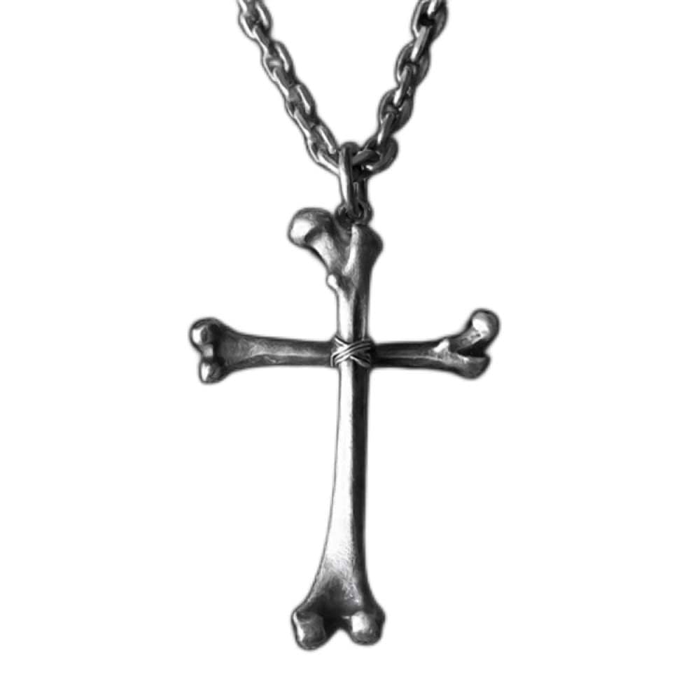 Pendentif squelette en croix d'os en métal durable qui ne noircit pas - 4