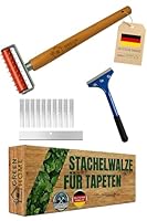 Green Home Tapetenigel Stachelwalze 150×500 mm | Nagelroller zum Tapeten Entfernen inkl. Tapetenschaber & 10 Ersatzklingen | Stachelroller Perforierwalze Renovierung Werkzeug