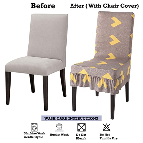 Image of HOKIPO Dining Frill Chair Cover Set of 1 Seater Stretchable Elastic Slipcovers (AR-4074-D2),Brown