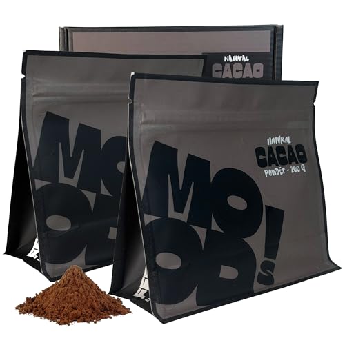 MOODS! Cacao Puro En Polvo 400g (2x200g) | 100% Cacao Natural Sin Azúcar | No Alcalinizado | Ideal para Chocolate, Repostería y Bebidas