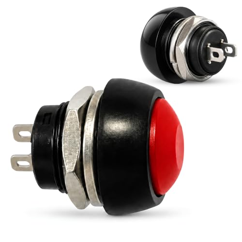 Botón Pulsador Momentáneo, Botón Auto Reinicio, 12V 2A, Rojo, 1 Unidad