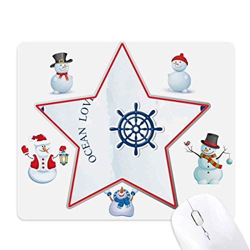 Tapis de souris marin gouvernail et bonhomme de neige Ocean Love pour bureau