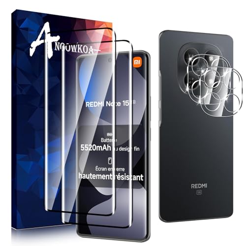 Anoowkoa 2+2 Pezzi Vetro Temperato per Xiaomi Redmi Note 15
