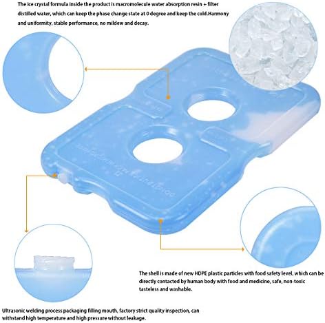 Cold Ice Pack Brick Block Reusable Long Lasting Cool Slim Thin Freezer Pack Cooler for Lunch Boxes Bag Canned Soda Beer Camping(200g,Set of 5