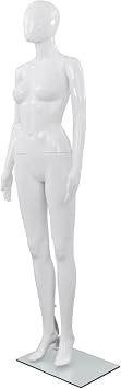 Homgoday Full Body Female Mannequin with Glass Base Glossy White 175 cm