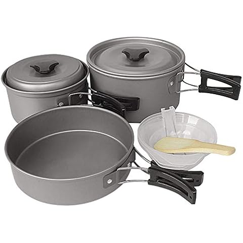 KOET Camping Cookware Kit,Outdoor Cooking Set,Lightweight Aluminum Alloy Camping Pot and Pan for 2 to 3 People Camping Hiking Picnic Traveling Cover