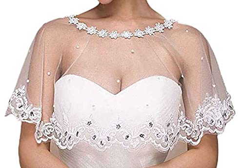 Lace Embroidered Shawl Bridal Evening Wrap Bridal Wedding Cape Shawl Cape Capelet Bolero Flapper Cover Up