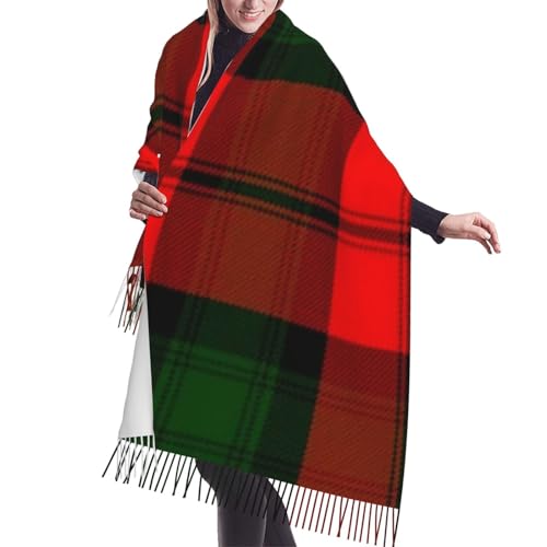 Clan Kerr Tartan Women's Winter Scarf - Extra long 71 inch plaid cashmere soft fringe scarf, lightweight and warm, suitable for all seasons