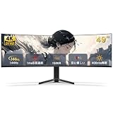 Wingame ゲーミングモニター 49インチ 4K（3840*1080） IPS液晶 144hz 超広視野角 曲面1500R 目に優しい スピーカー内蔵 スーパーウルトラワイド FreeSync/ブルーリダクション/VESA対応/HDMI/2年保証 ブラック