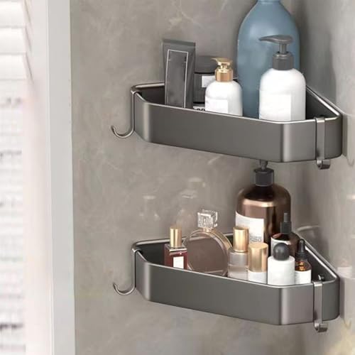 Étagère de douche sans perçage adhésive et support rangement d'angle - 4