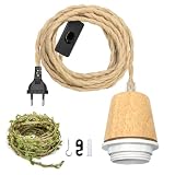 Lámpara Colgante de Cuerda de Cáñamo E27 con Enchufe, Lámpara Colgante de Ratán DIY Pantalla