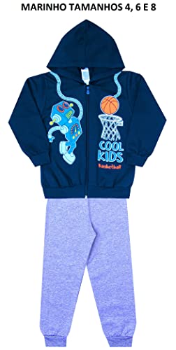 Kit 4 Conjuntos Infantil Moletom Menino Masculino Atacado (6, Azul - Vermelho - Marinho - Cinza)