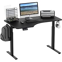 SHW 55-Inch L-Shaped Electric Height Adjustable Standing Desk with Left Facing Corner, Black
