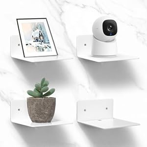 4 Piezas Estanteria Pared Pequeño, Estantería de Pared Blanca sin Taladrar, Estantes Autoadhesivos Pequeños, Estantes Flotantes de Pared, Flotantes Baldas de Acrílico Sin Taladrar para Cocina