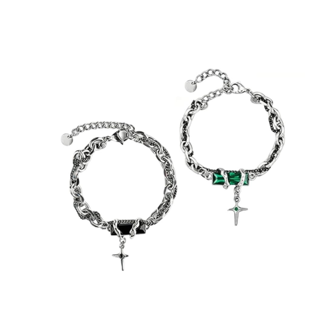 2PCS Bracelet for Man, Mens Bracelet with Punk Style Design, Men Bracelet Adjustable Wristband Accessories for Fashion Styling, Chain Wrist for Party Travel Use for Men-image-6