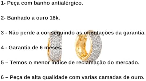 Brinco Argola Zircônia 18k
