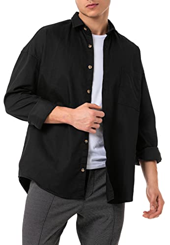 Redbridge Jeanshemd Premium Denim Langarm Oversized Schwarz XXL
