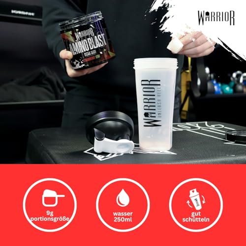 Warrior Amino Blast BCAA-Pulver 270 g (Erdbeer-Kiwi) – Aminosäuren-Supplement mit Koffein, Taurin, Glutamin– zucker- & kohlenhydratfrei – Pre- & Intra-Workout Drink für Muskelaturaufbau & Energie