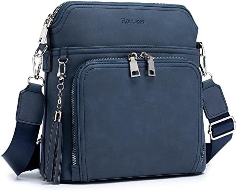 Roulens Crossbody Bag for Women,Lightweight Medium Crossbody Purse Soft Leather Women's Shoulder Handbags with Tassel