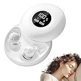 sunvito Auriculares para Dormir, Mini Auriculares para Dormir, inalámbricos Bluetooth 6.0, Silicona líquida, para Dormir de Lado, indicador de Potencia para Entrenar, Trabajar, Viajar (Blanco)