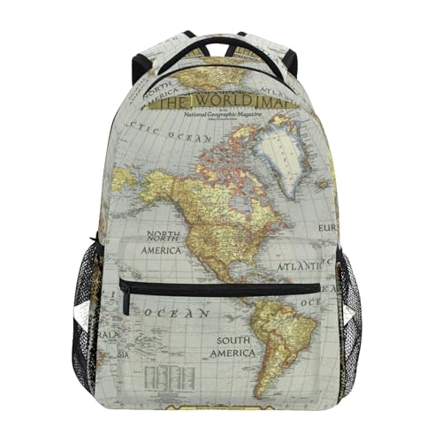 Image of Nander Backpack Travel World Map Painting School Bookbags Shoulder Laptop Daypack College Bag for Womens Mens Boys Girls, World Map, 11.4x6.9x16in, Daypack Backpacks