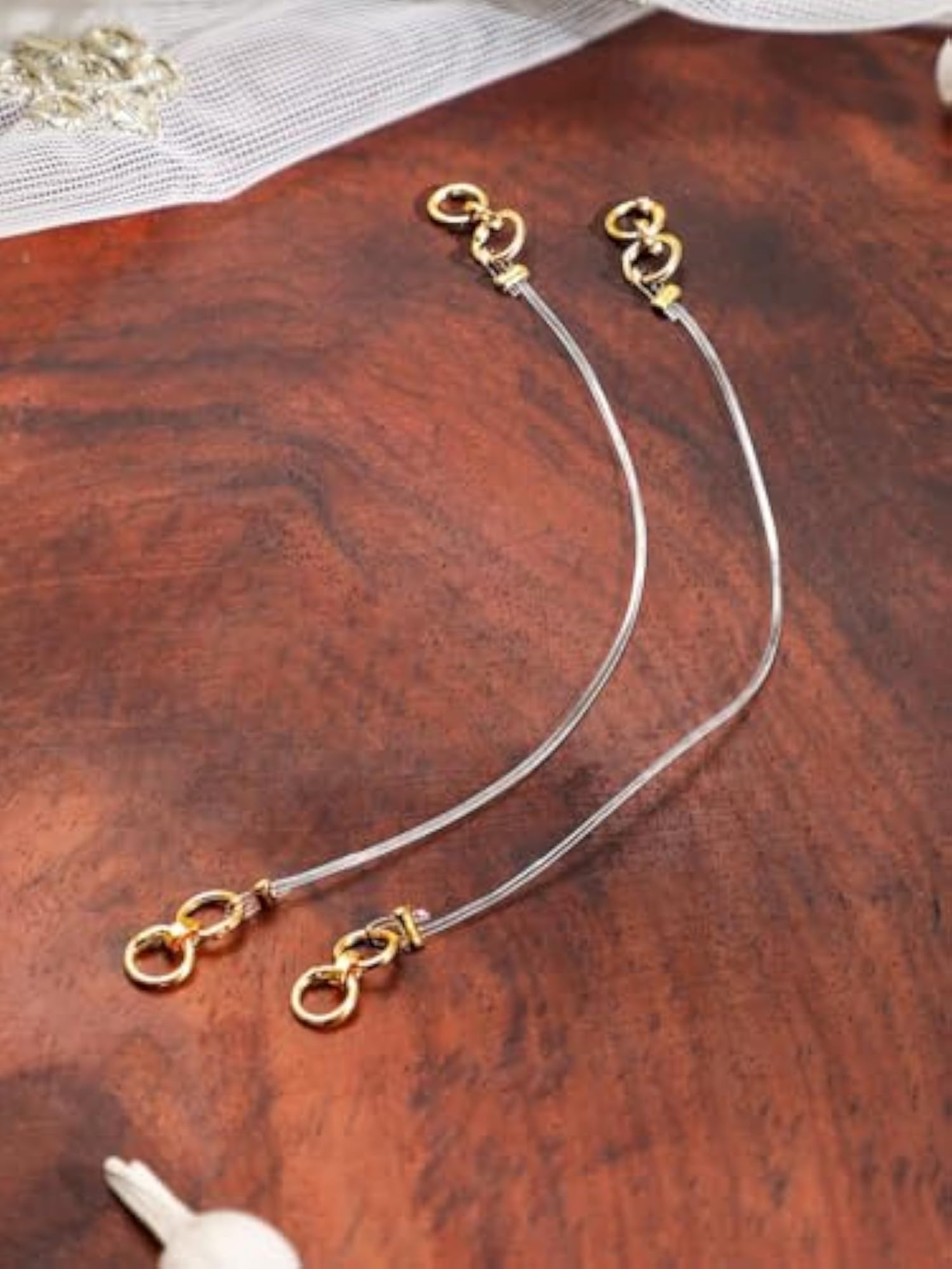 Women's Gold Colored Transparent Stretchable Rubber Ear Chain