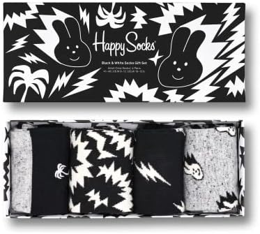 Set Regalo Happy Socks - 4 Paia Di Calzini Bianchi E Neri, Confezione Originale, Taglia Unica - Foto 5
