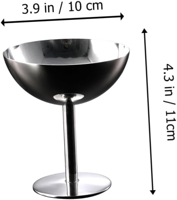 Mobestech 4pcs Stainless Steel Ice Cream Cup Elegant Dessert Serving Bowl for Parties and Restaurants and Stylish Height for Ice Cream Trifles and More