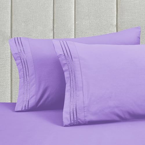 Image of Mocassi Luxury 6-Piece Sheet Set, Ultra Soft 1800 Premium Hotel Quality Microfiber Sheet Set, Fits Mattresses Up to 18 to 24 Inches Extra Deep Pocket - Breathable and Secure Fit, Full, Lavender