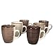 MamboCat Grey Baita 6-er Kaffee-Becher-Set grau I graue Steingut-Tasse groß mit Strudel-Muster I moderne Landhaus-Stil Jumbo-Tee-Tasse - Tea & Coffee Mug I 350 ml Kaffee-Tassen-Set groß 6 Stück