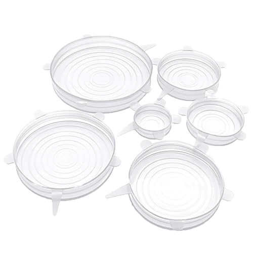 GLUN® Reusable Stretchable Silicone Lids, 6 Different Size (6cm to 21cm) Silicone Lids for Bowl, Cups, Cans, Mugs & Other
