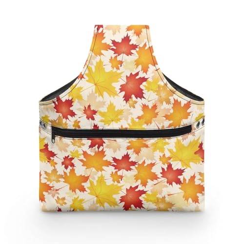 Image of KUIFORTI Knitting Yarn Bag Thanksgiving Gifts Crochet Storage Bags Fall Maple Leaf Decor Yarn Storage Tote Bag with Zipper Pocket Knitting Hook Storage, Large Size