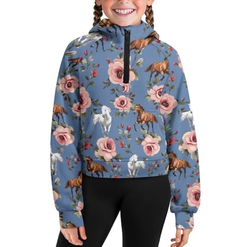 Girls Hoodies with Pockets Long Sleeve Sweatshirt Casual Half Zip Pullover Hoodies Fall Winter Clothes for Kids2