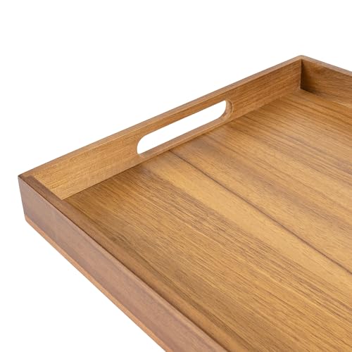 happimess Soren 17" Acacia Wood Rectangular Serving Tray, Brown by happimess - Used condition - Image 4