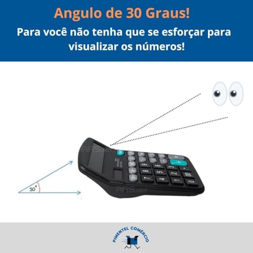 Kit 10 Calculadoras Pretas De Mesa 12 Digitos Comercial Mesa Escritório Bolso Visor LCD Grande Bater