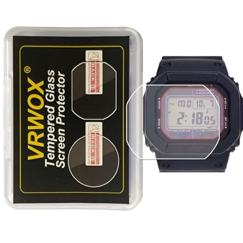 VRWOX [2-Pcs] Tempered Glass Screen Protector For GW-M5610 GW-M5610-1BJF Watch Screen Protector,2.5D Rounded Edges 9H Premium RealAnti Scratch,Anti-fingerprint Bubble-free For 【GW-M5610】