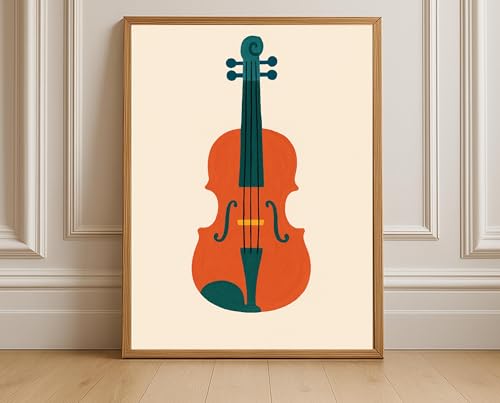 Tableau sur toile de violon style dessin animé pour égayer le mur