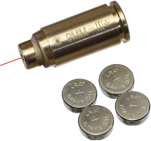 MAYMOC 9MM Bore Sight Red Dot Cartucho con 2 Juegos de baterías