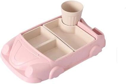 Amazon グードコ 子供食器セット 仕切り マグカップ ベビー食器 プレート お茶碗 スープ皿 滑り止め食器 3セット おかず皿 赤ちゃん 食洗機対応 食育 漫画 自動車タイプ かわいい 誕生日 贈り物 プレゼント ピンク グードコ 子ども用プレート
