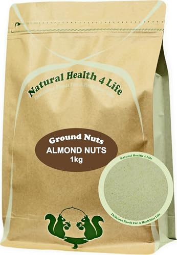 Natural Health 4 Life Finest Ground Almonds 1kg Finely Blanched Almond Flour for Baking Marzipan Desserts Gluten-Free Vegan High in Protein and Fibre Resealable Pouch (1Pouch)
