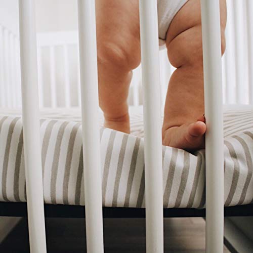 Ely's & Co. Patent Pending Waterproof Crib Sheet | Toddler Sheet No Need For Crib Mattress Pad Cover Or Protector I Taupe Splash And Stripes #TOP7