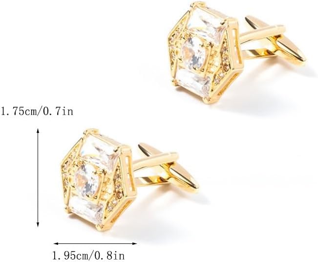 Retro Hexagonal Copper Cufflinks with Diamonds Crystals Formal Wear Cuff