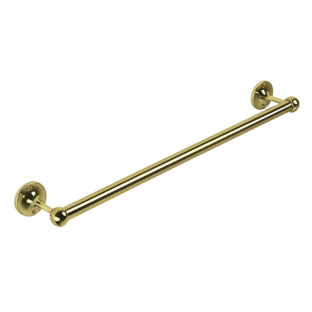 Towel Bar Set with Brackets – Wall-Mounted Bathroom Rail, 19mm Diameter – Polished Chrome or Brass Finish – Available in 12", 14", 16" & 24" Lengths (Brass Plated, 20")