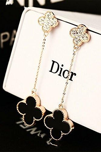 Beautiful Earrings Earings Dangler Eardrop Jewelry Women Girls Flowers Full Diamond 18K Rose Gold Stud Clover Flower Long