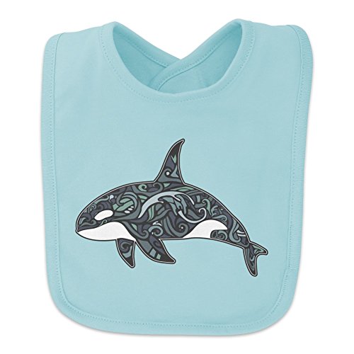 Killer Whale Orca with Waves Baby Bib - Blue