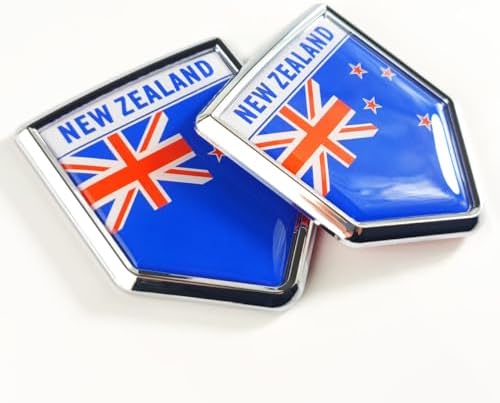 Newperlite New Zealand Flag Decal Sticker Car Emblem New Zealander Flag Car Decoration Accessories Chrome Shield for Truck Vehicles Cars, 2 Pack